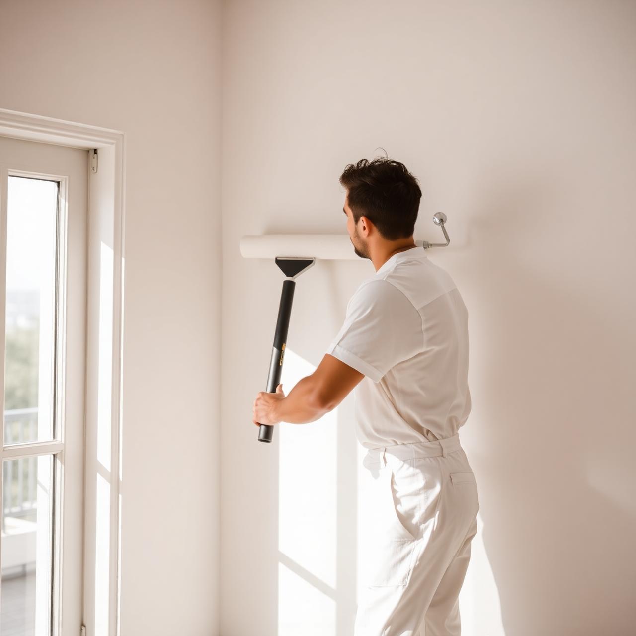 H&S painter working on an interior wall